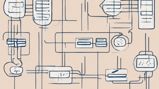 Illustration of computer system flow chart.