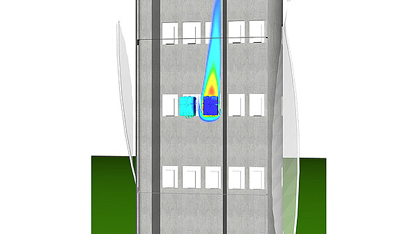 Visualization of turbulence as an elevator moves through an air shaft.