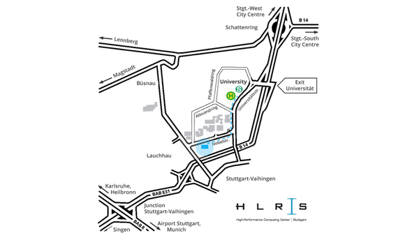 Map of routes to HLRS