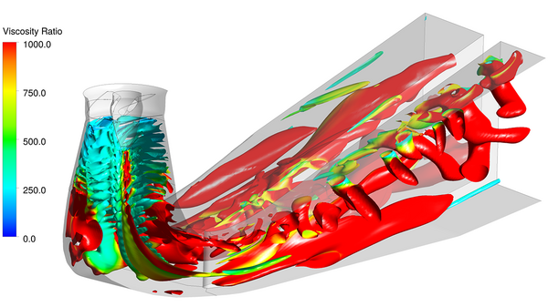Visualization of a RANS simulation of a water turbine.