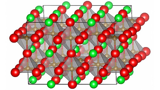 Illustration with atomistic picture of the nonstoichiometric slab of SrFeO2.875 Containing oxygen vacancies.