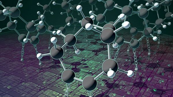 Illustration of molecules on a surface.