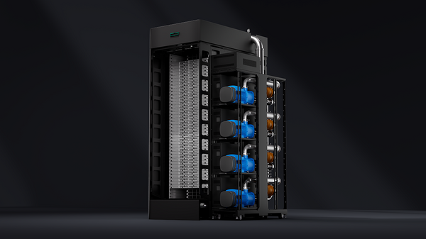 Illustration of one rack of the HPE Cray Supercomputing GX5000.