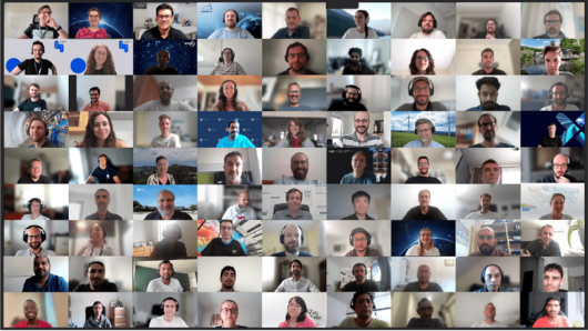 Grid made up of small screen captures of people participating in the online bootcamp.