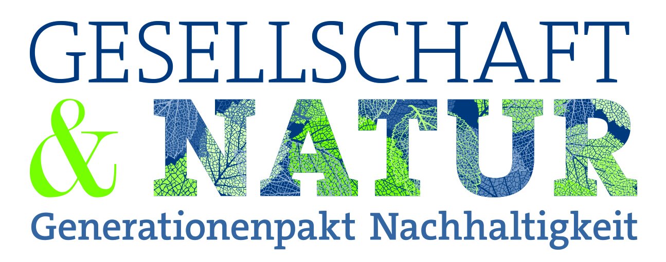 Logo: Schriftzug Gesellschaft & Natur - Generationenpakt Nachhaltigkeit