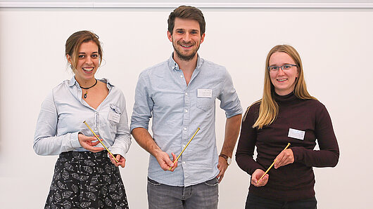 Winners of the 2022 awards hold their Golden Spike Awards.