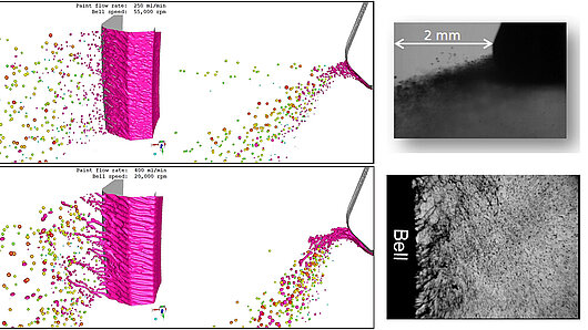 Visualization of simulation of paint disintegration.