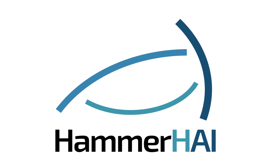 Logo for HammerHAI, with graphic resembling a hammerhead shark