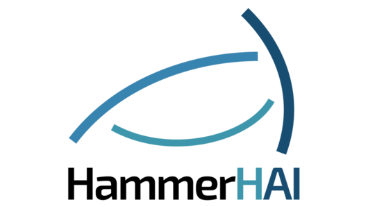 Logo for HammerHAI, with graphic resembling a hammerhead shark
