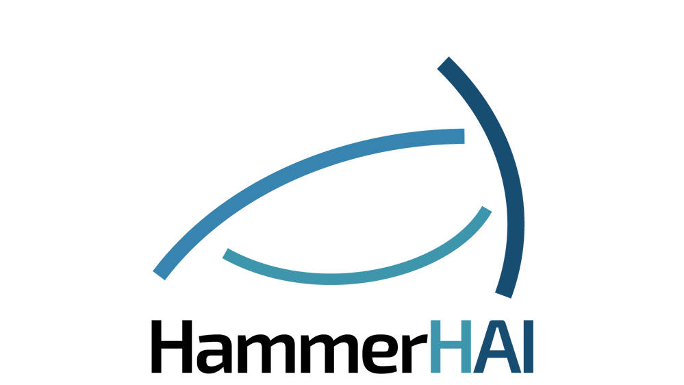 Logo for HammerHAI, with graphic resembling a hammerhead shark