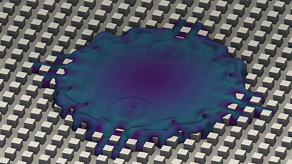 Illustration of a droplet spreading on a regularly textured surface